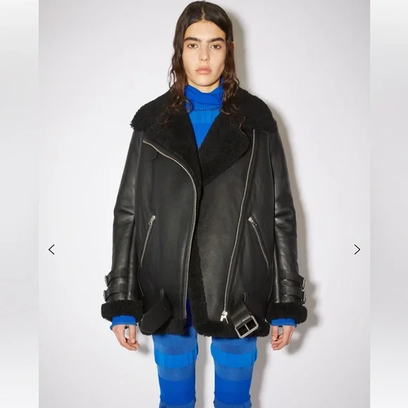 Acne Studios Velocite Leather and Shearling coat - Picture 3 of 12